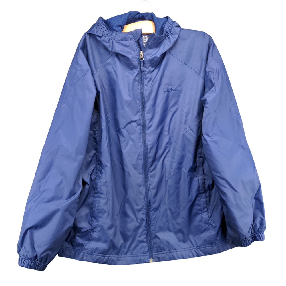 L.L. Bean Men's Windbreaker Jacket Blue Medium Long Sleeve Full Zipper Hooded